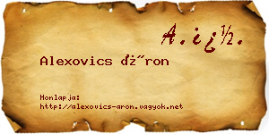 Alexovics Áron névjegykártya